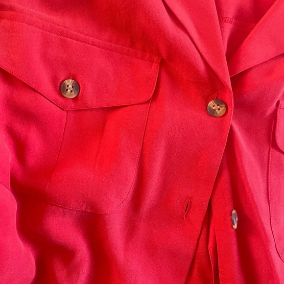 Vintage anna and frank 100% silk blouse Red Button long sleeve womens sz small - Picture 4 of 5